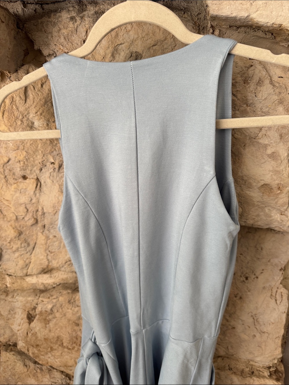 Elhoffer Essentials Powder Blue Sleeveless Wrap Midi Dress - Picture 9 of 10